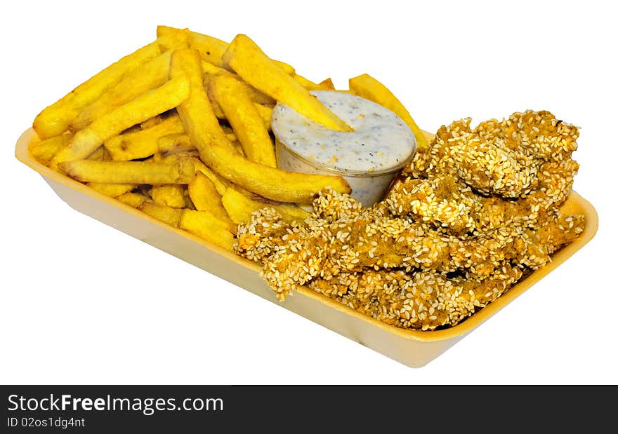 Sesame Chicken Strips Menu on a white background