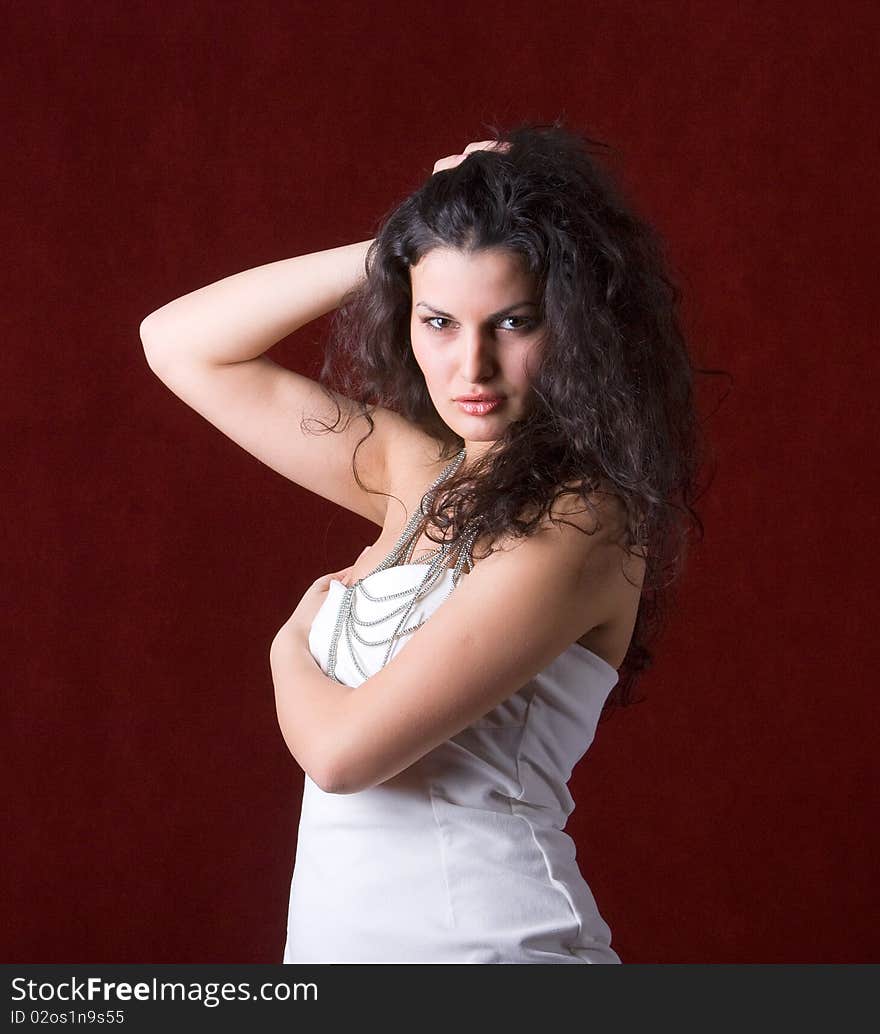 Young woman with beautiful long hair studio shot