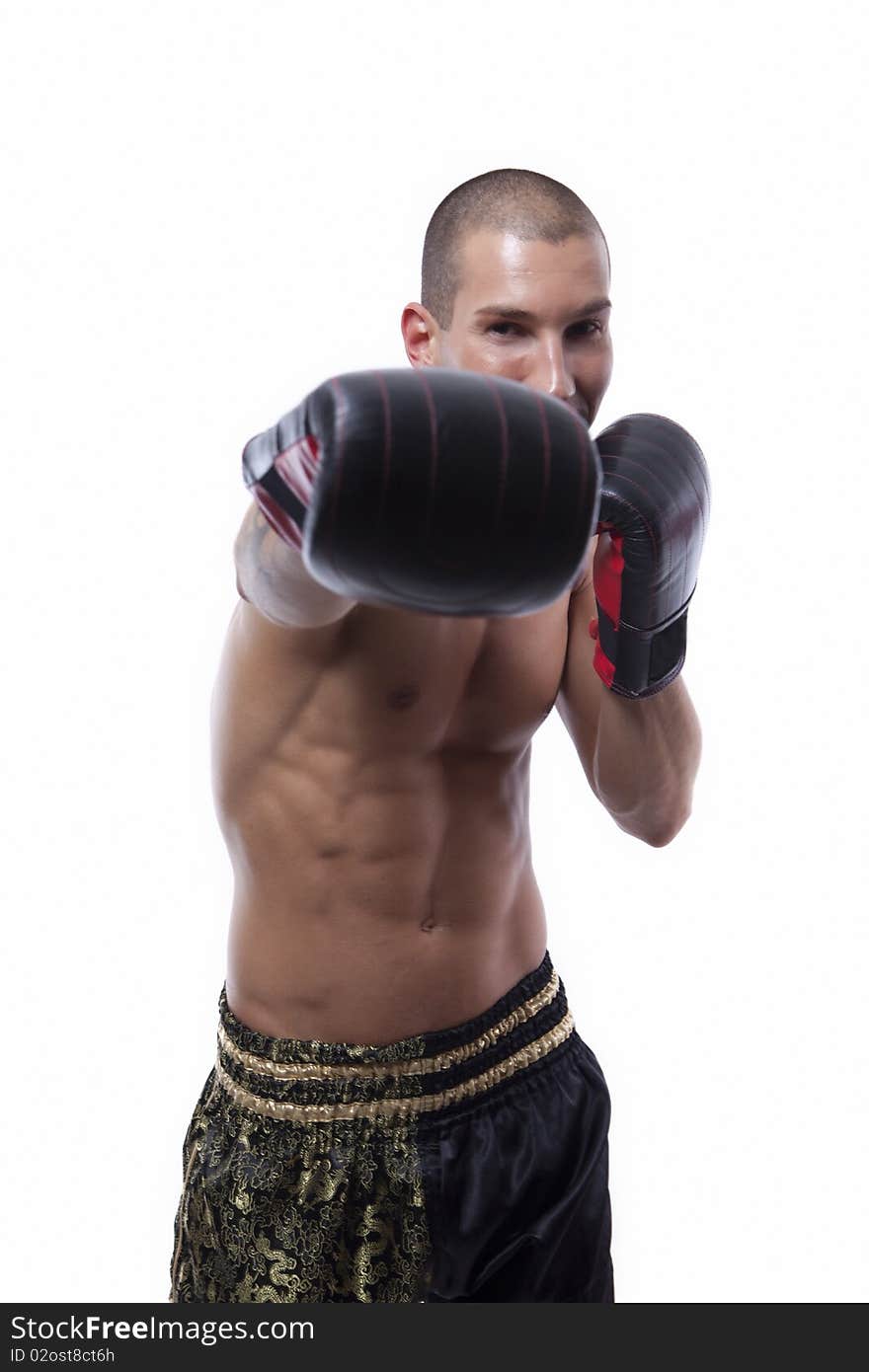 Young Man With Muay Thai Gloves