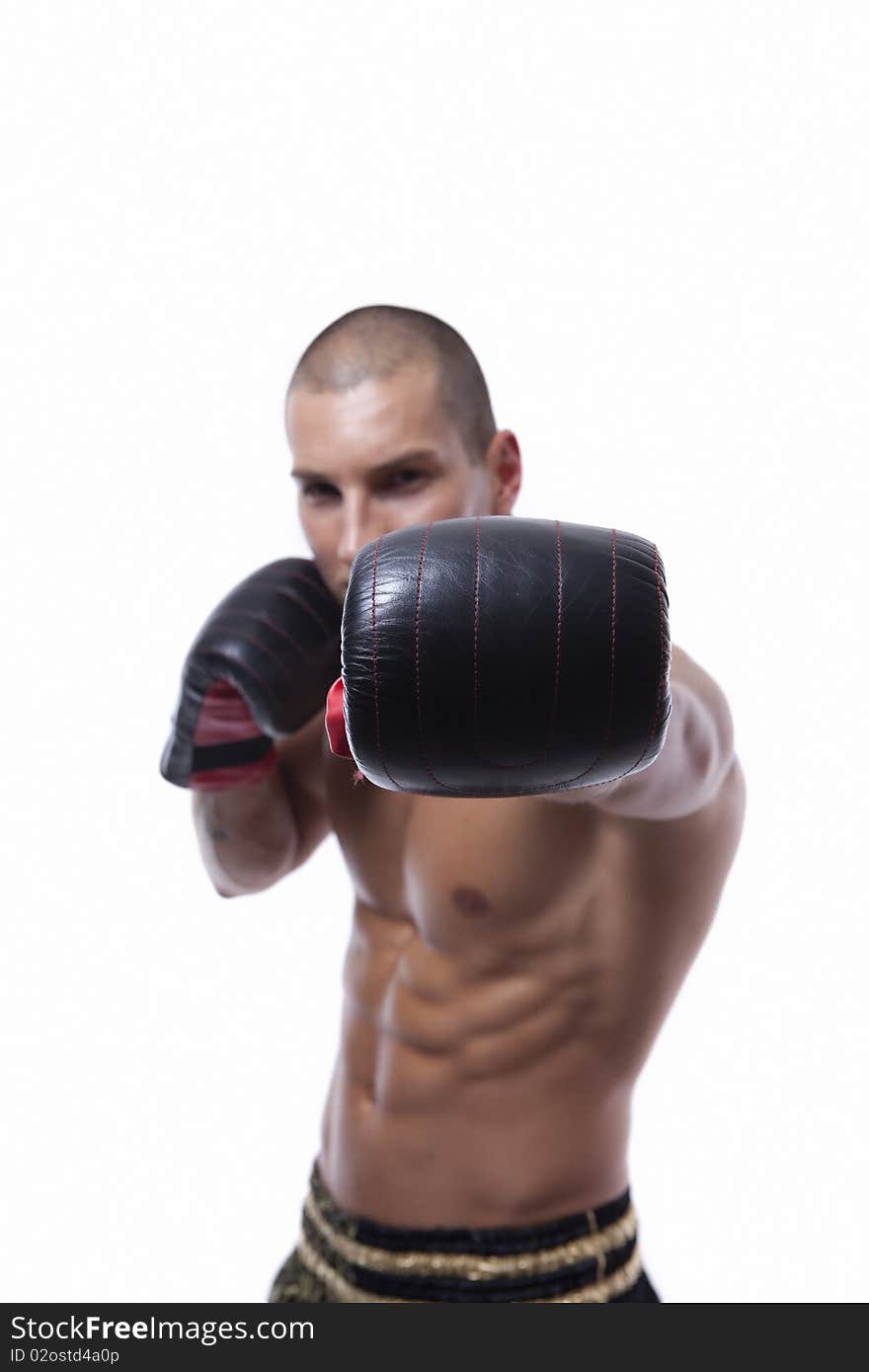 Young man with muay thai gloves