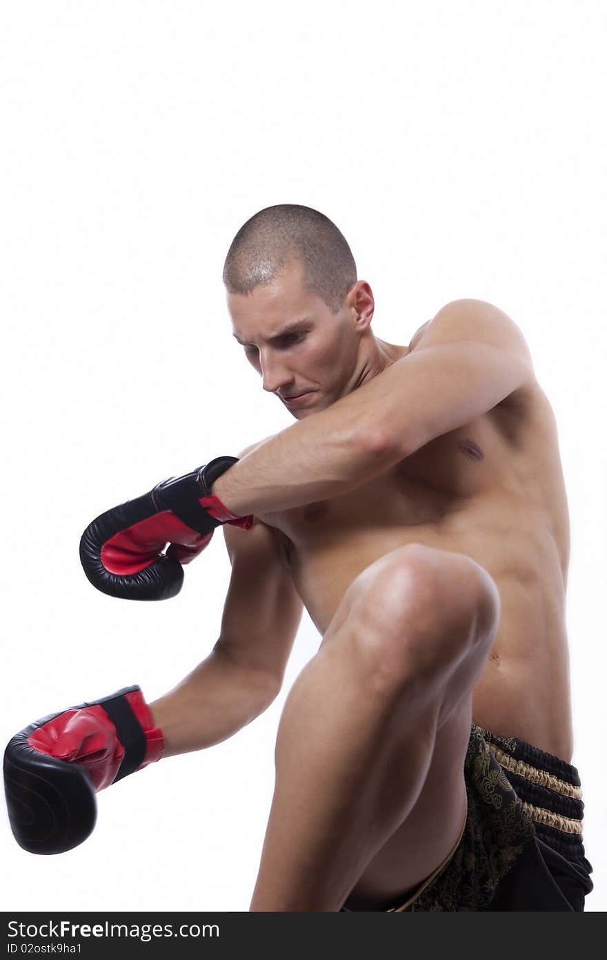 Young man with muay thai gloves