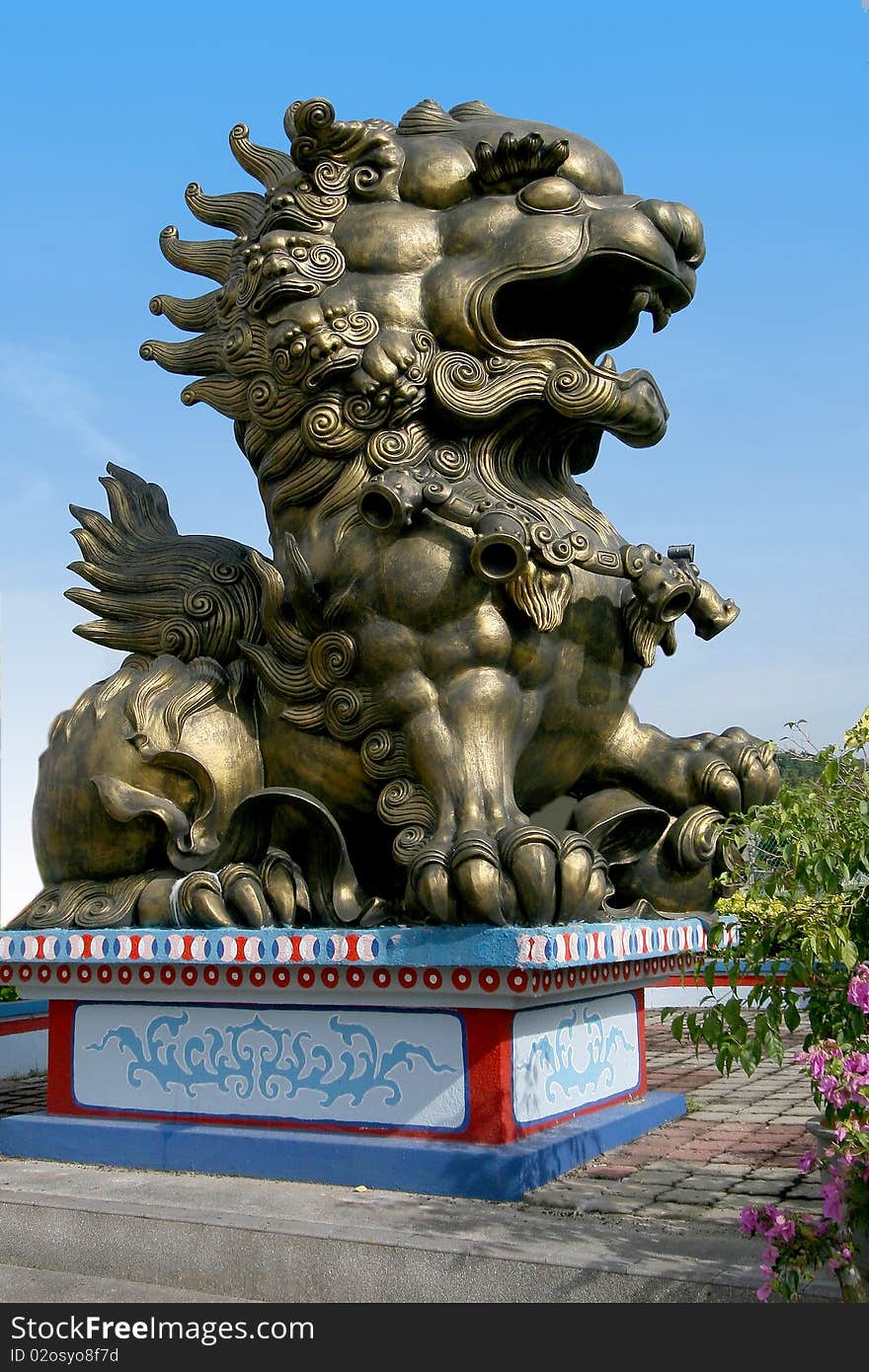 Lion statue in buddha temple