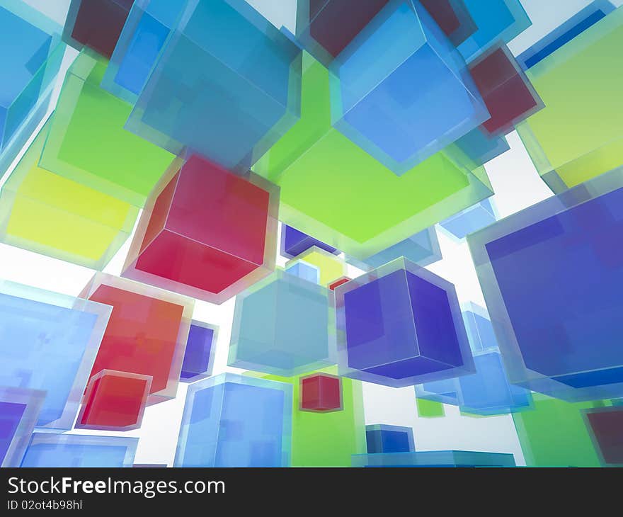 3d Flying Light-box Background