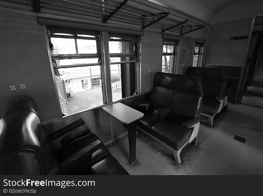 The inside view of a old train car. The inside view of a old train car