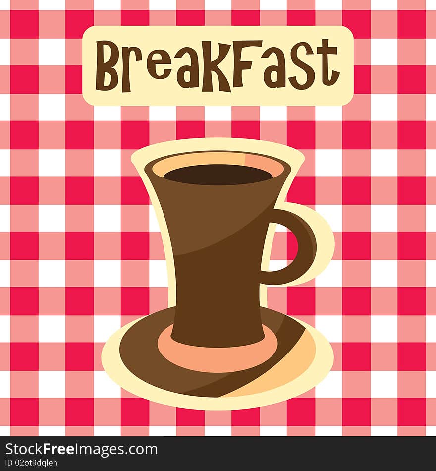 Wallpaper pattern - checkered background with cup