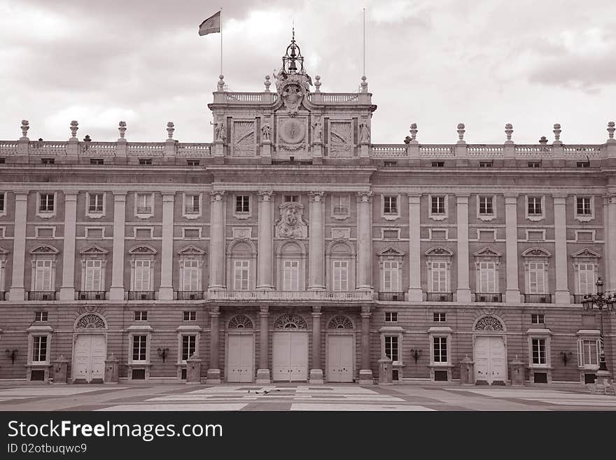 Main Facade Of Royal Palace In Madrid