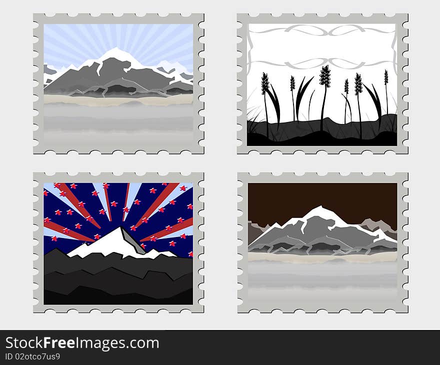 Four vector stamps