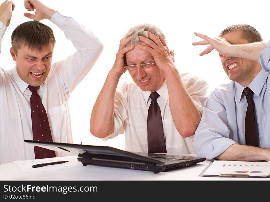 Businessmen Working  On A White Background