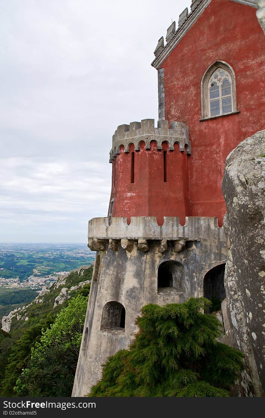 Pena National Palace (Palacio Nacional da Pena) the oldest palace inspired by European Romanticism. Located on the top of a hill above the town of Sintra, Portugal. UNESCO World Heritage Site. Pena National Palace (Palacio Nacional da Pena) the oldest palace inspired by European Romanticism. Located on the top of a hill above the town of Sintra, Portugal. UNESCO World Heritage Site