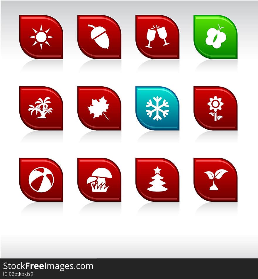 Seasons set of leaf color icons. Seasons set of leaf color icons.