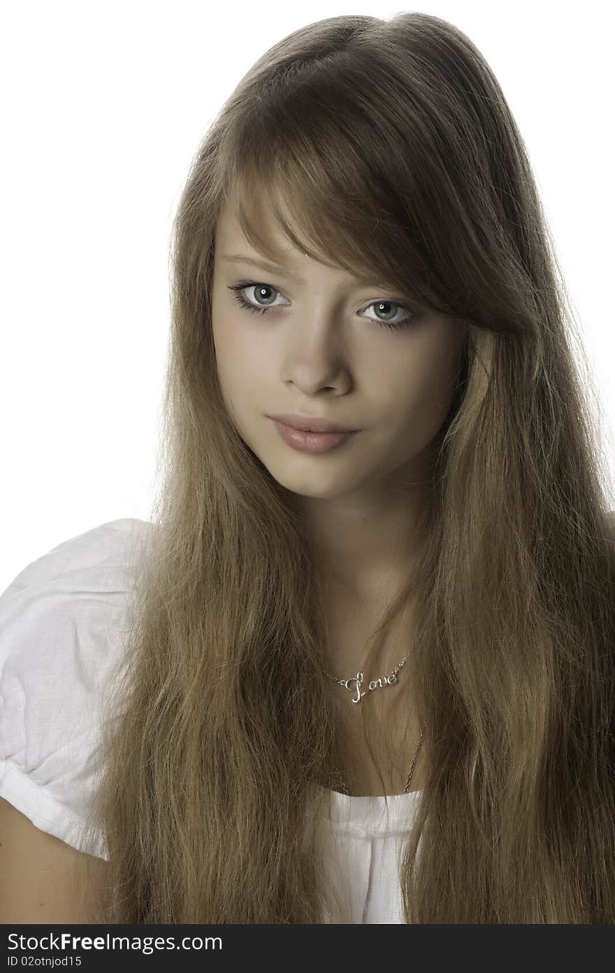 Portrait of the beatiful girl-teenager   on a white background. Portrait of the beatiful girl-teenager   on a white background