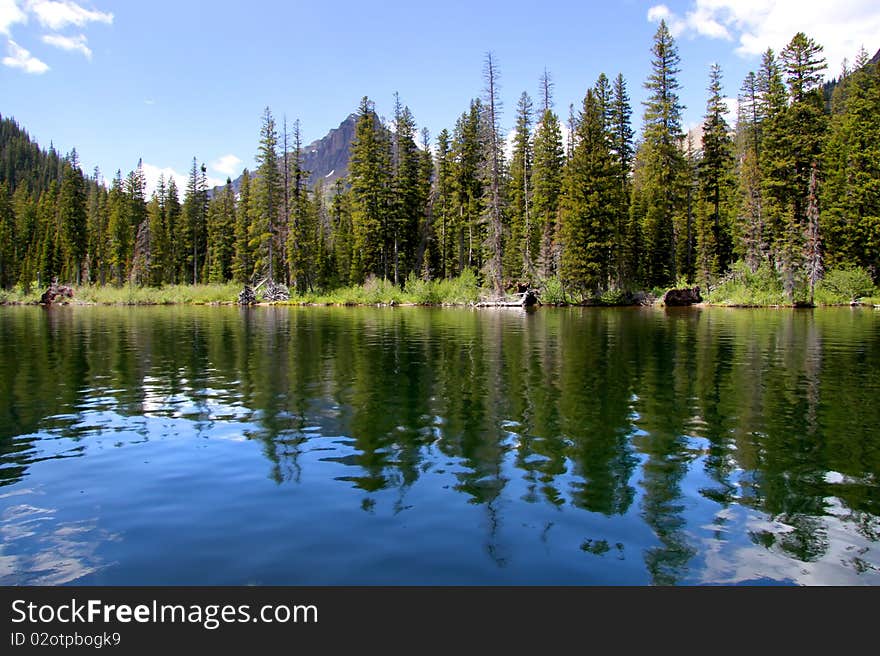 Scenic landscape near two medicine lake in Glacier national park