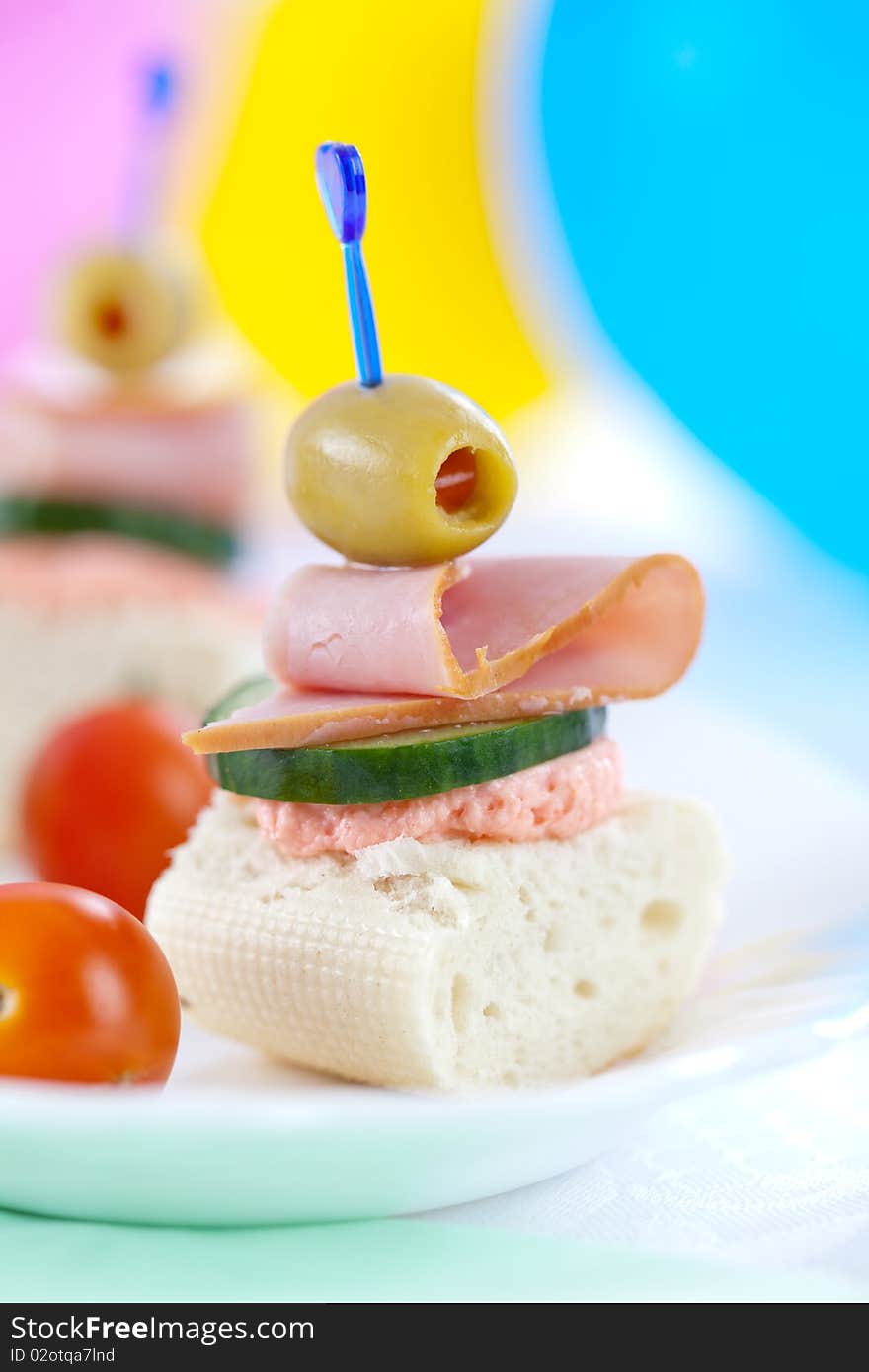 Close up of small sandwiches perfect for party food