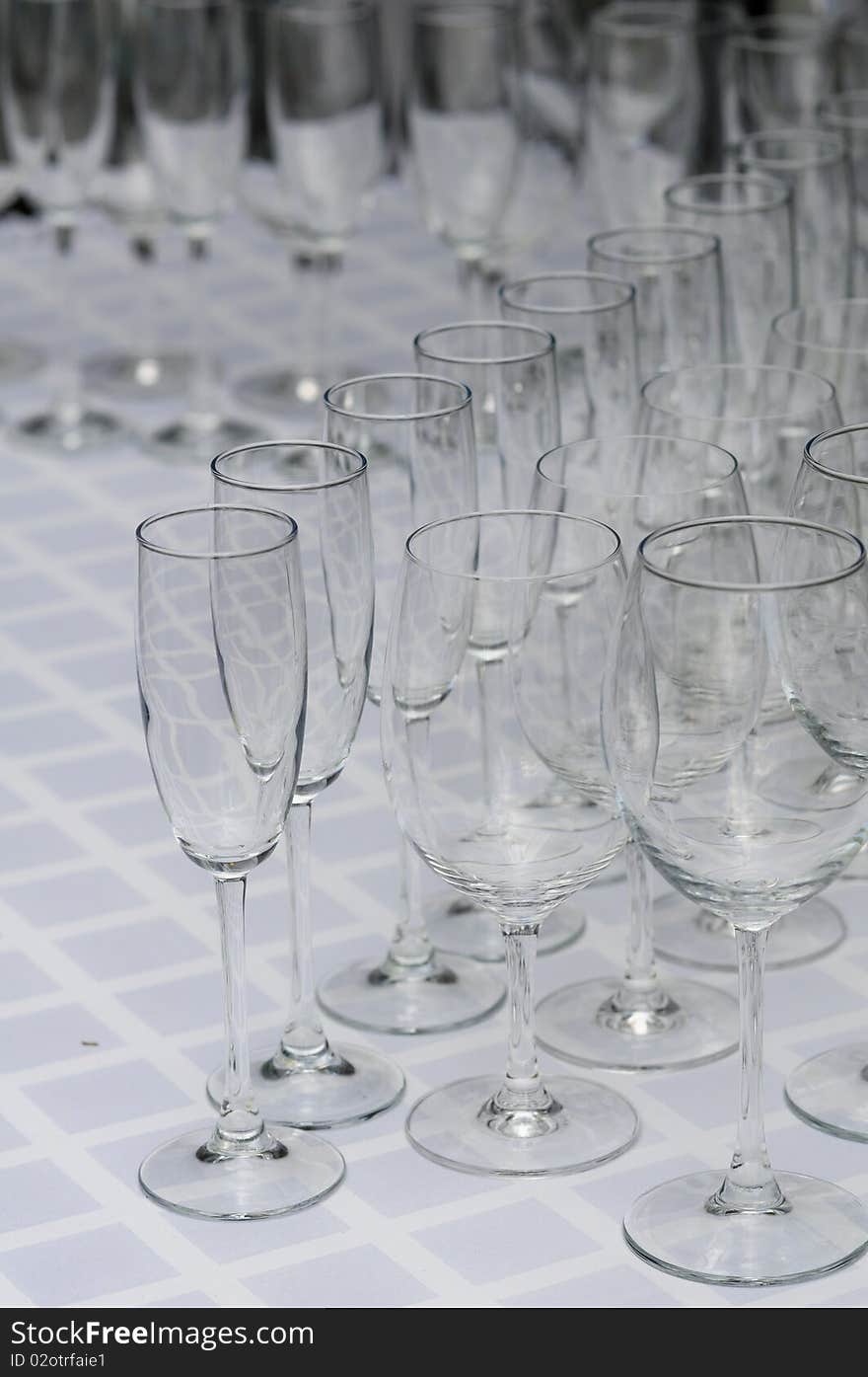 Rows Of Empty And Clean Wineglasses