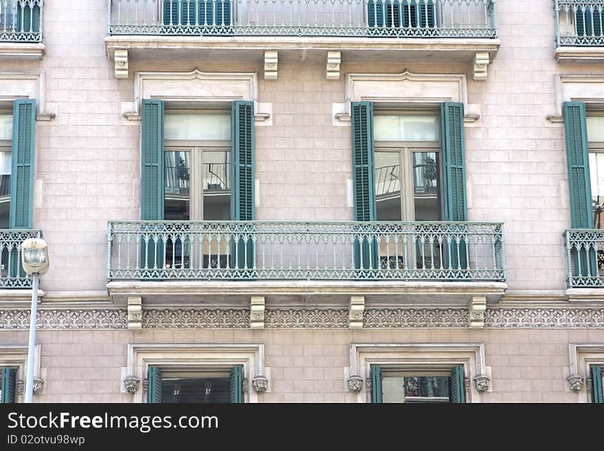 Windows and balconies in Barcelona, Spain