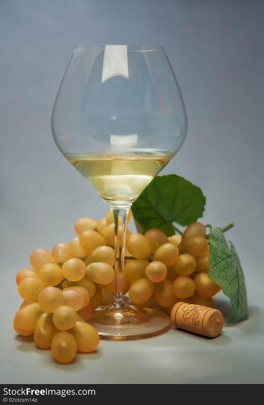 Picture of a still-life with fruit and wine glass