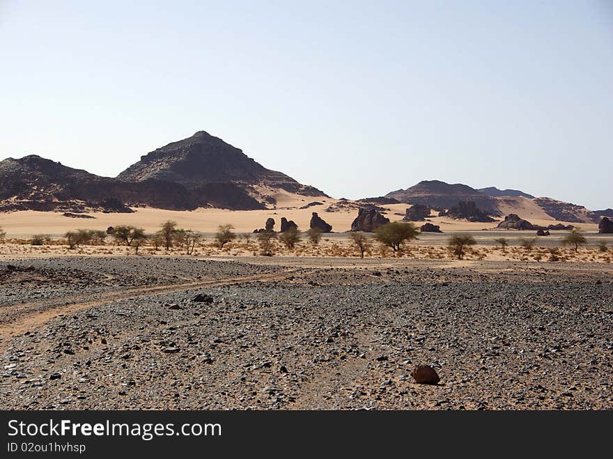 Landscape in the desert of Libya, in Africa. Landscape in the desert of Libya, in Africa