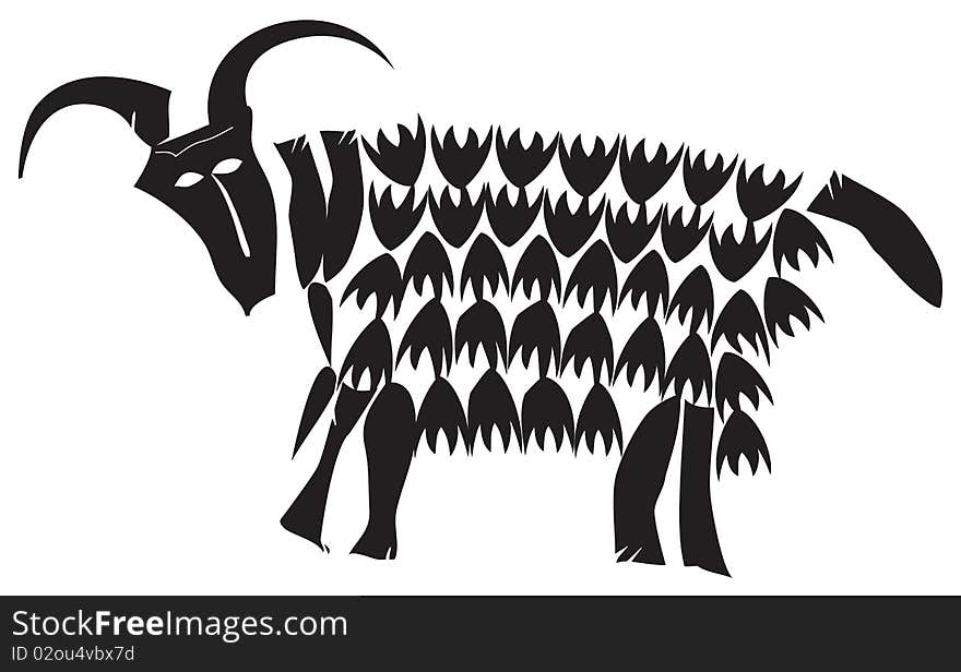 Monochrome decorative goat make from pattern