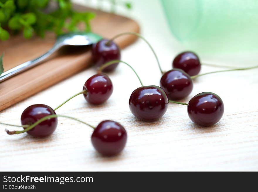 Cherries On A Table