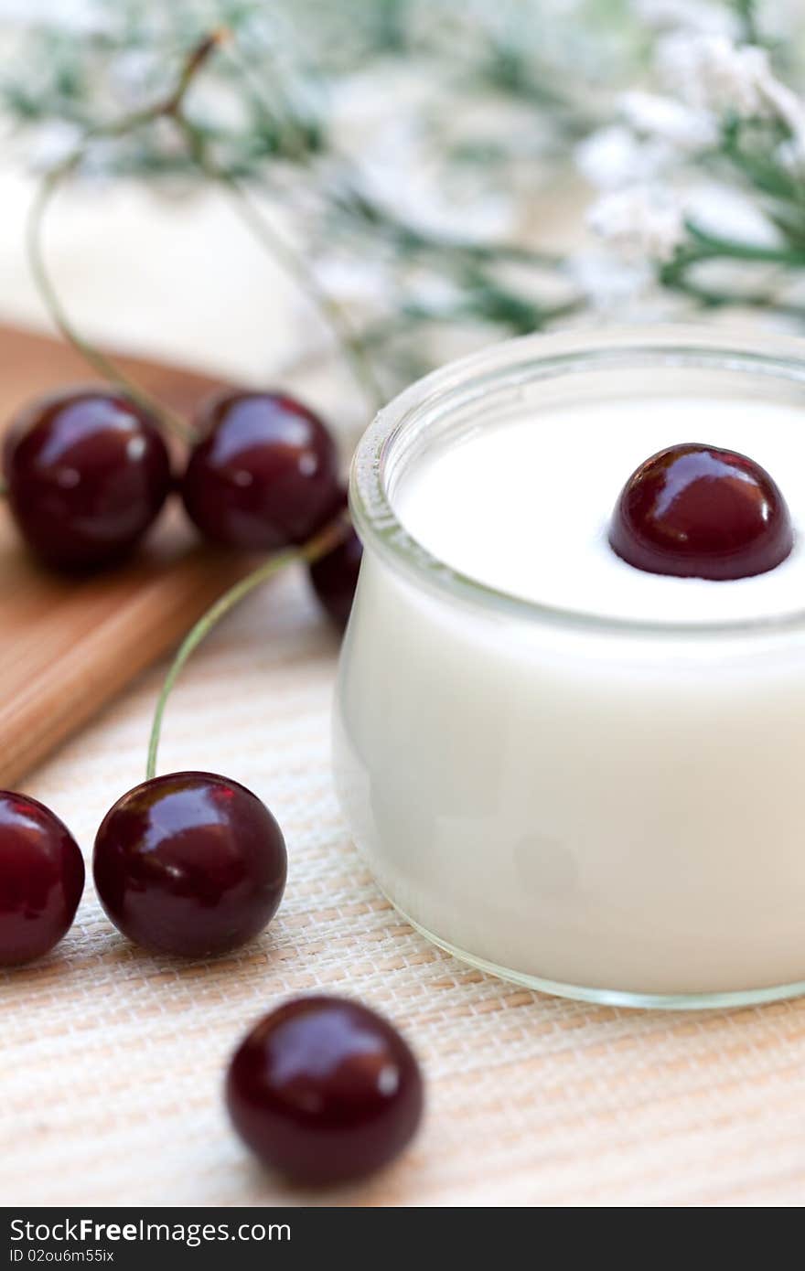 Fresh red cherry dessert on table. Fresh red cherry dessert on table.