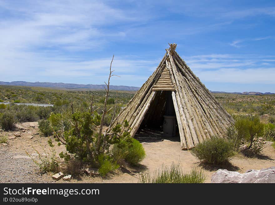 Native American shelter - teepee in the desert of Arizona