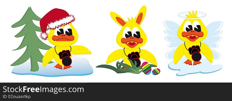 Xmas easterbunny and angel ducks