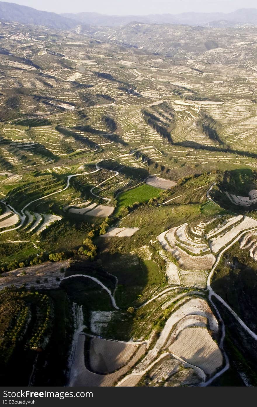 Aerial view at farm fields, Cyprus