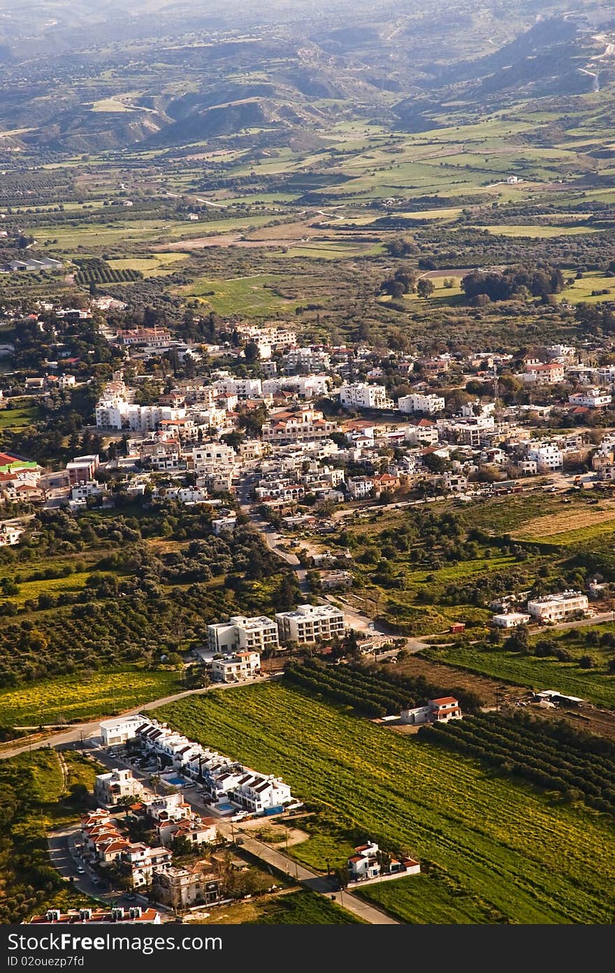 Aerial view of residential area