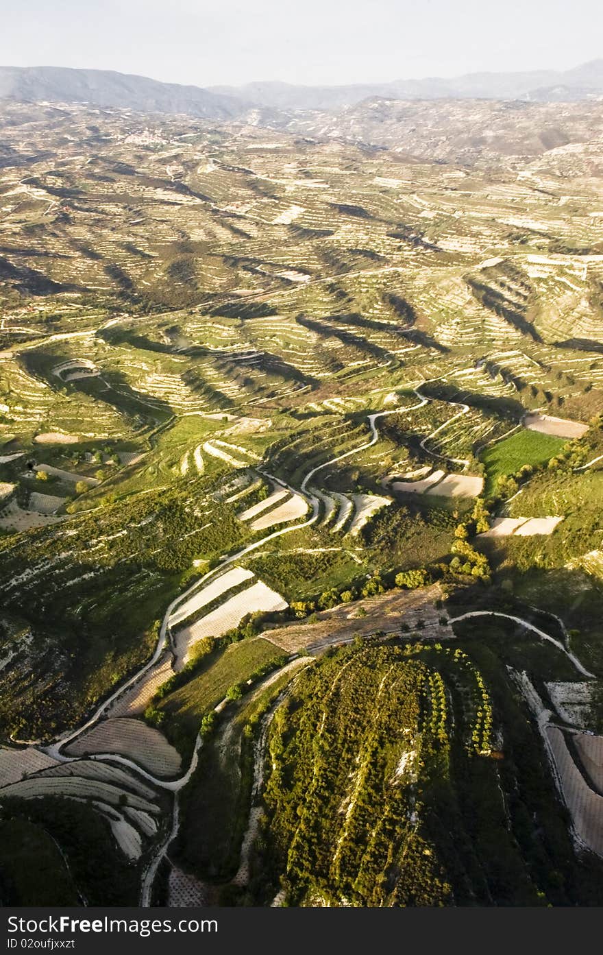 Aerial view at farm fields, Cyprus. Aerial view at farm fields, Cyprus