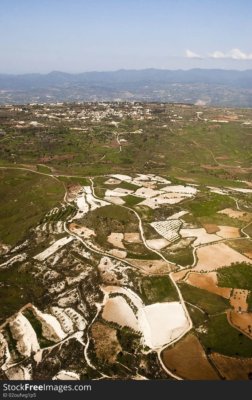 Aerial view at farm fields