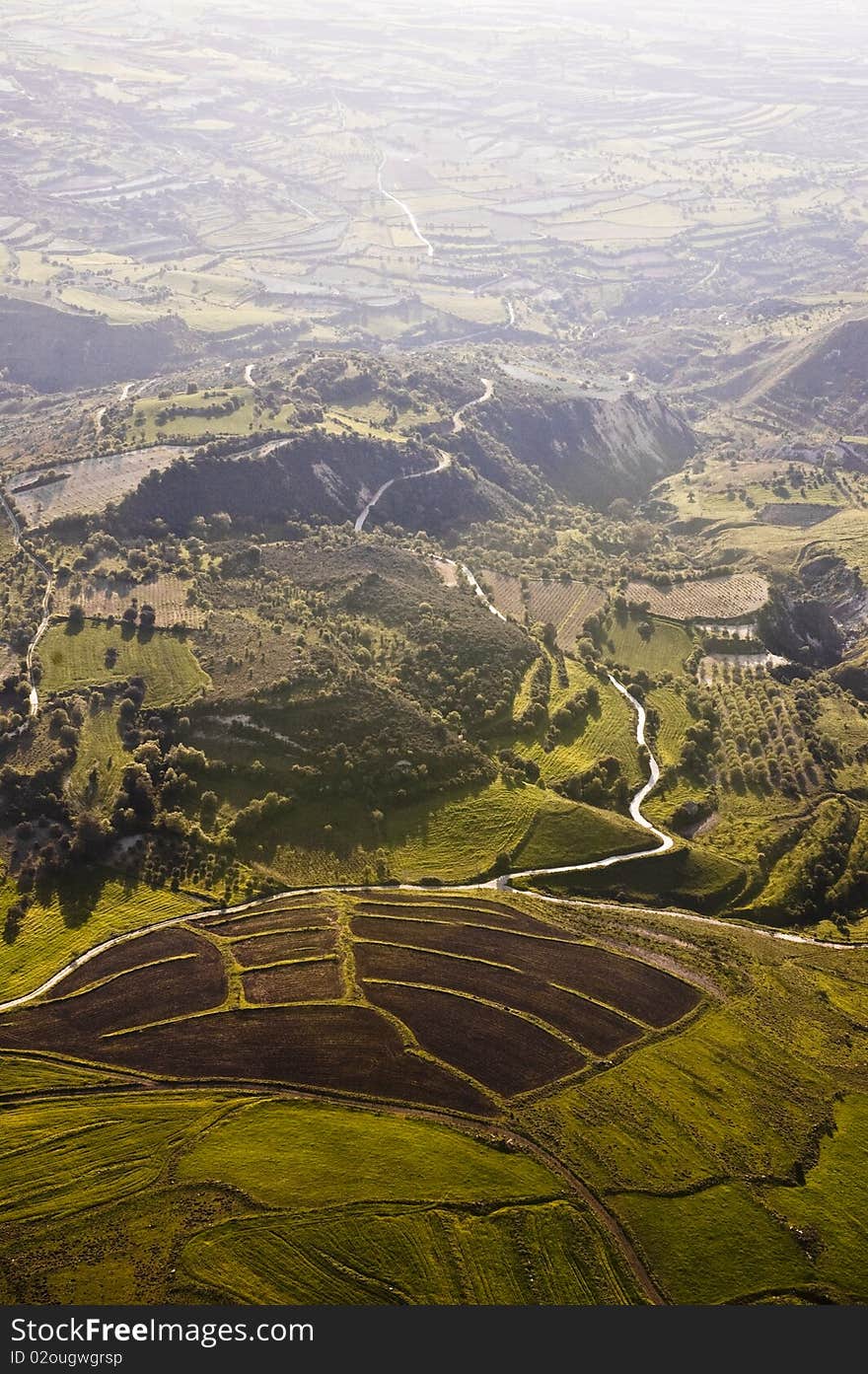 Aerial view of farm fields, Cyprus