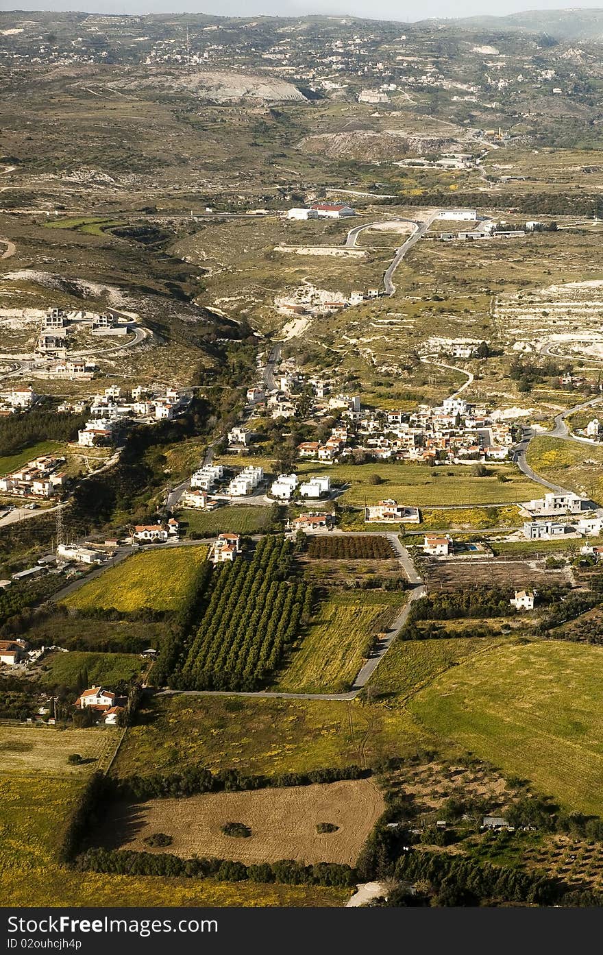 Aerial view of residential area