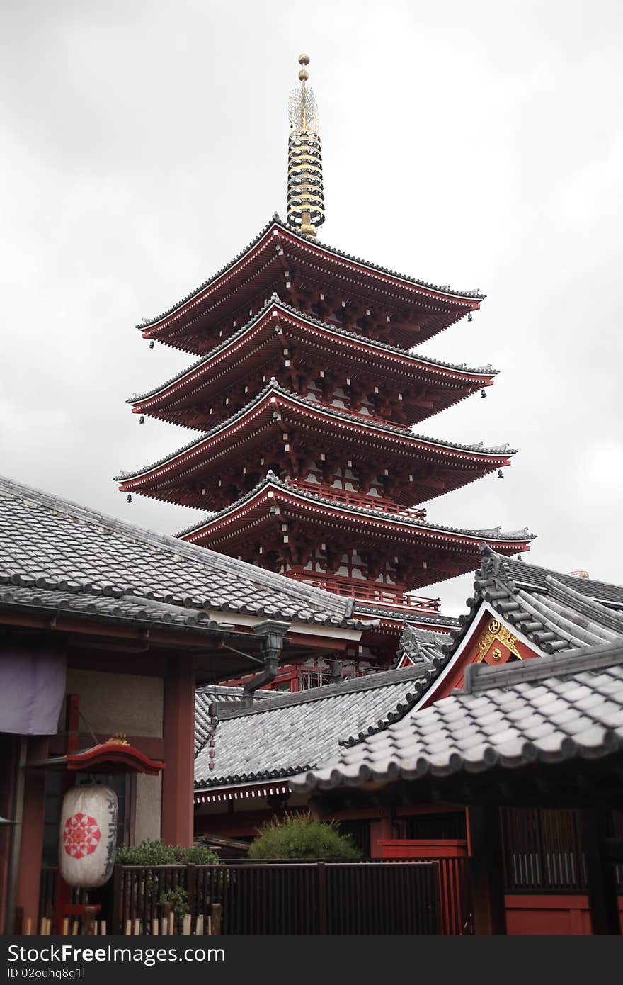 Five storied Buddhist tower in Tokyo. Five storied Buddhist tower in Tokyo