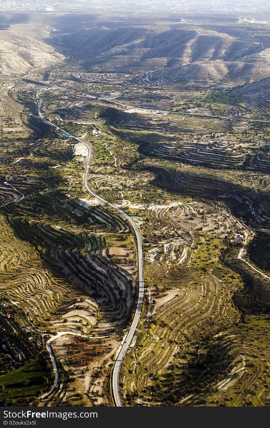 Aerial view at farm fields, Cyprus