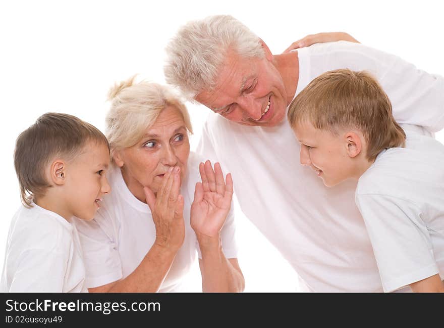 Family of four on a white background. Family of four on a white background