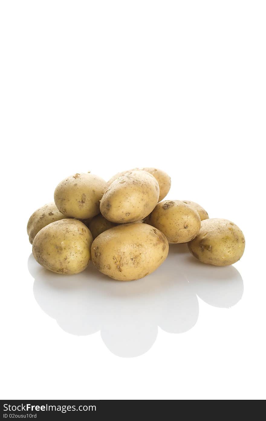 Potatoes on a white background