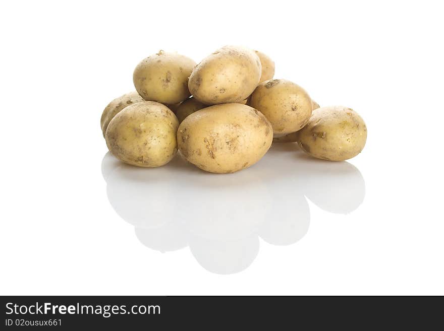 Potatoes on a white background