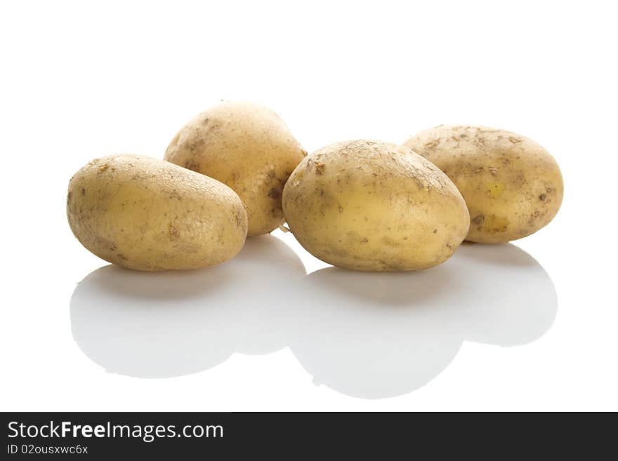 Potatoes on a white background