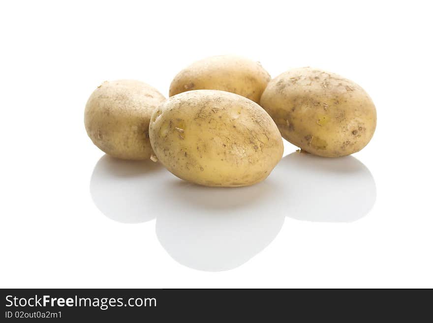 Potatoes on a white background