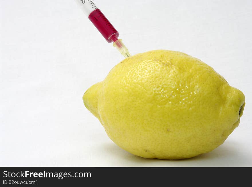 Blood drawn out of lemon