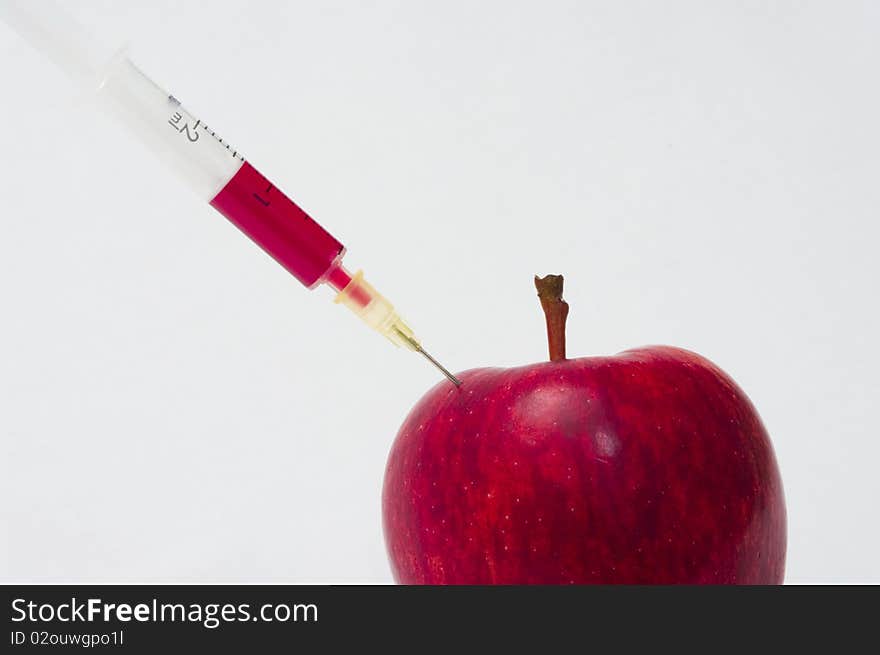 Blood drawn out of red apple