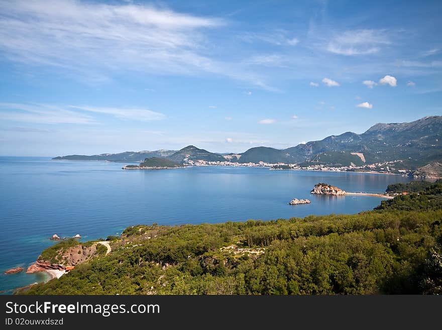 Panorama of Montenegro coast line