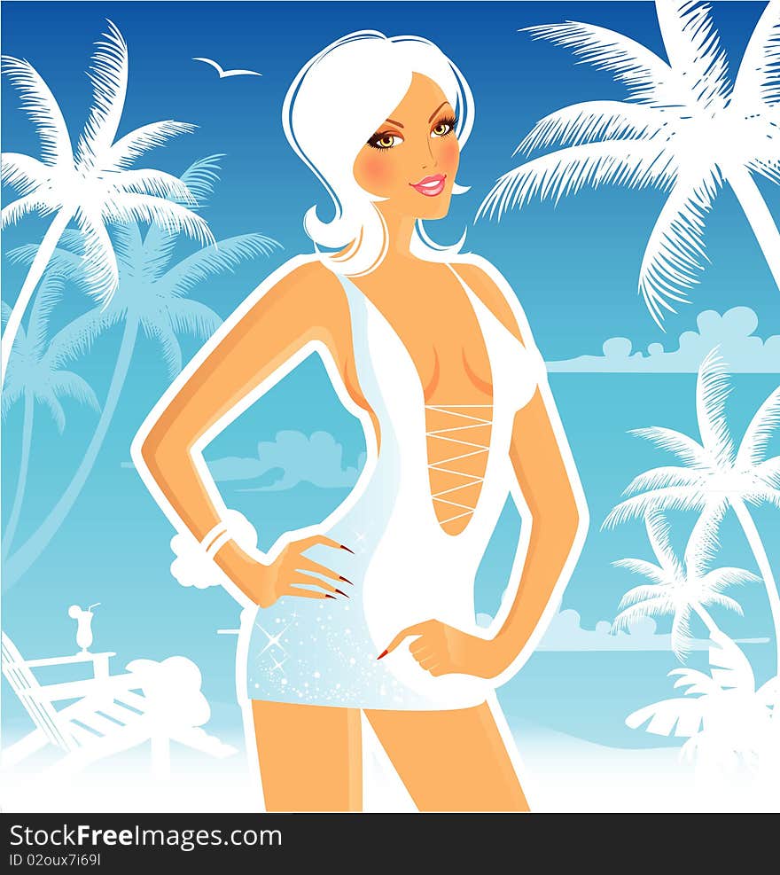 Vector illustration of Summer girl