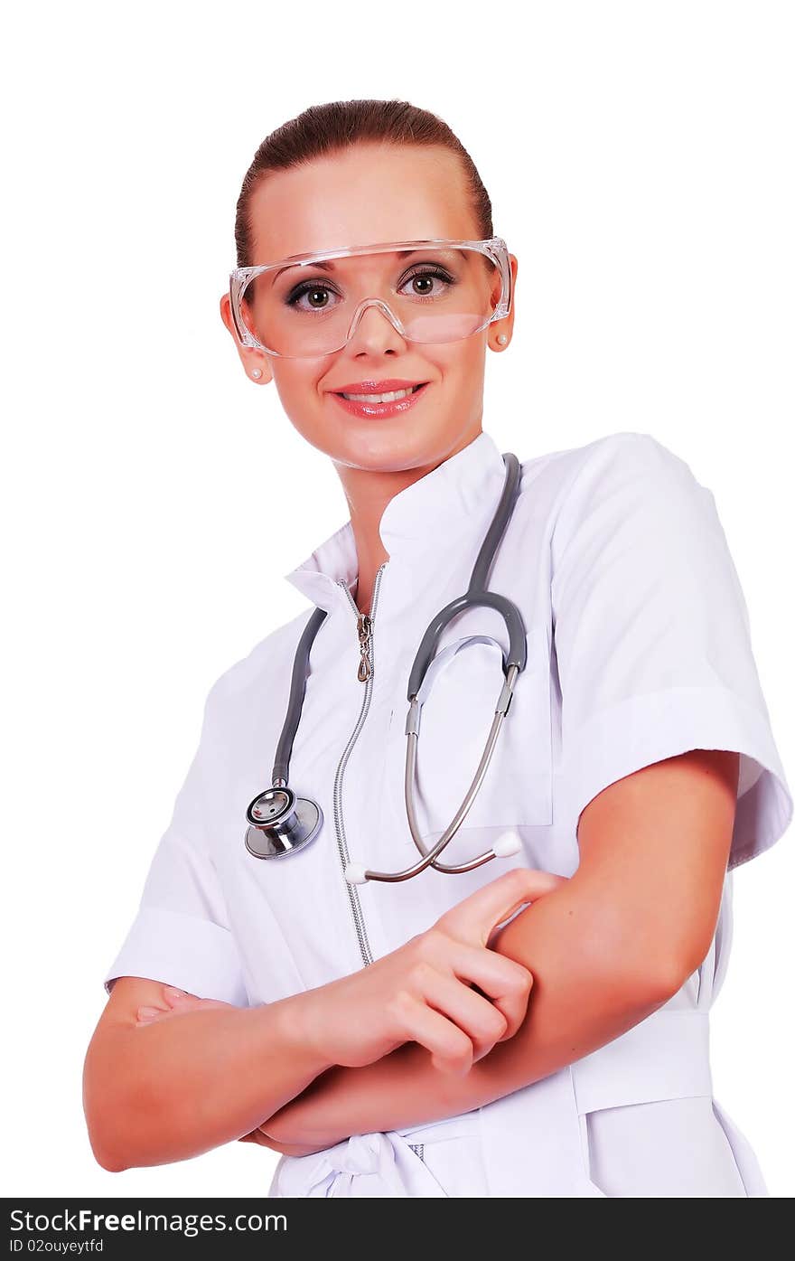 Young nurse in white uniform