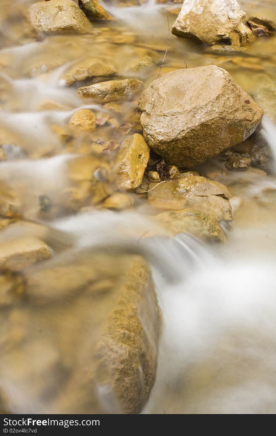 View of stream with blurred water