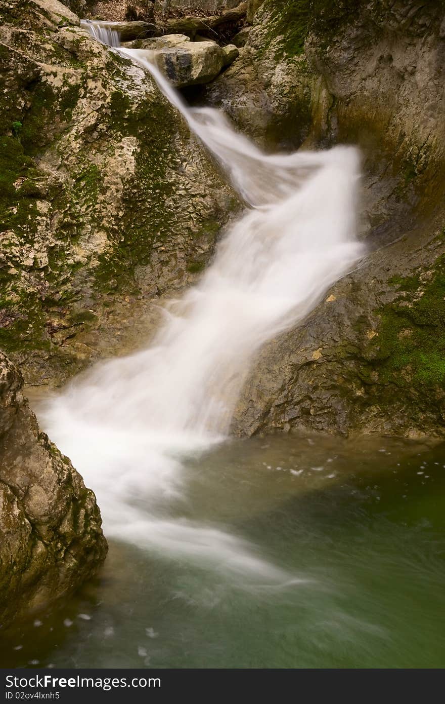 View of waterfall in the forest