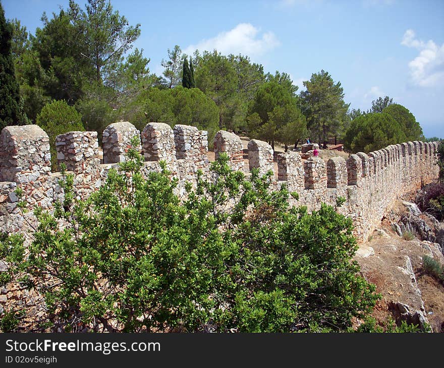 Wall of fortress in Alanya