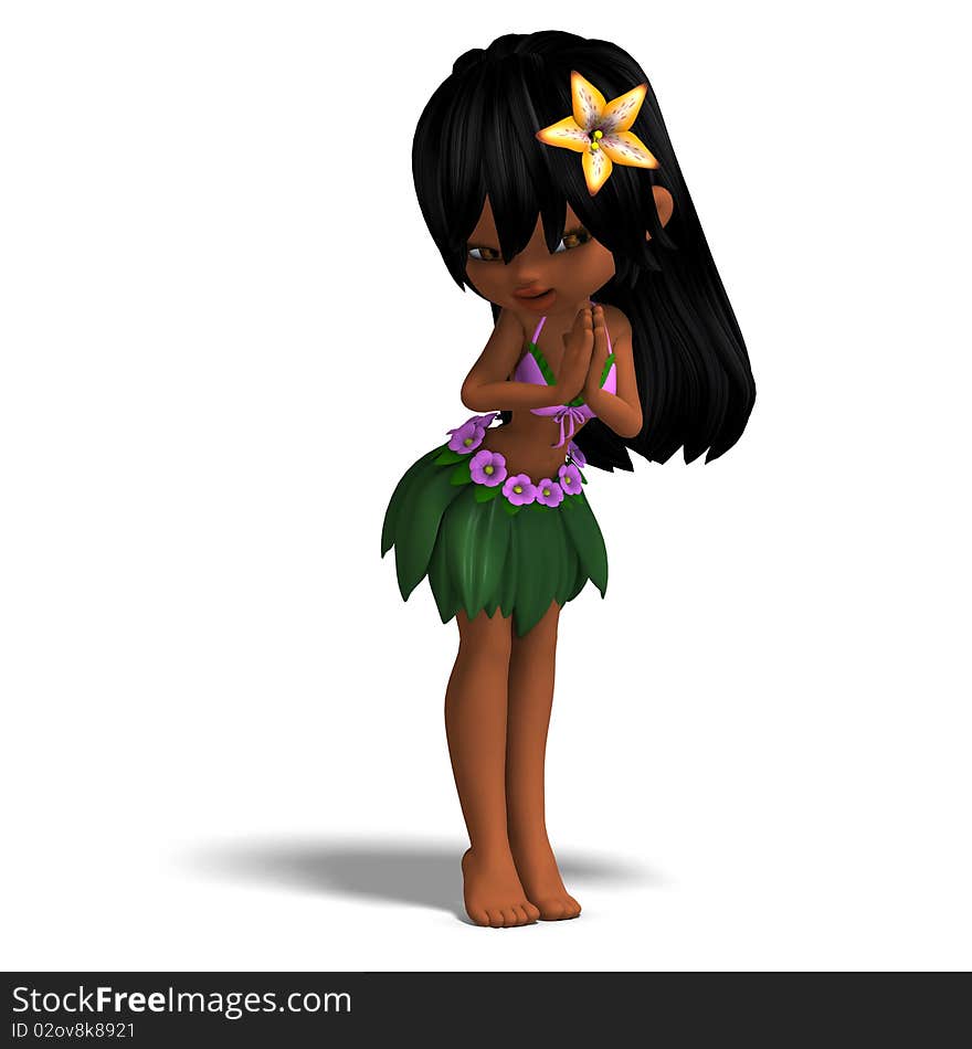 Very cute hawaiin cartoon girl is dancing for you