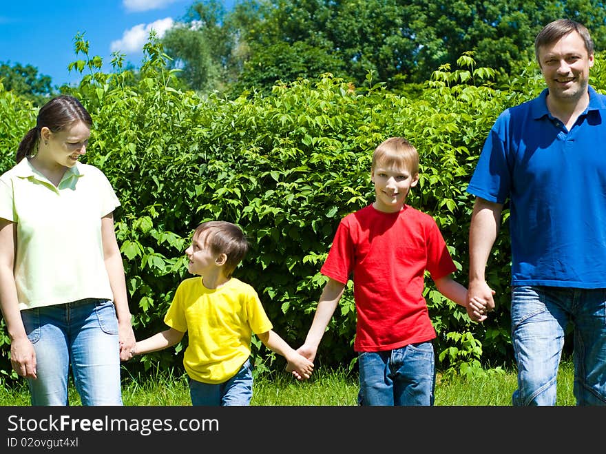 Portrait of a happy family of four