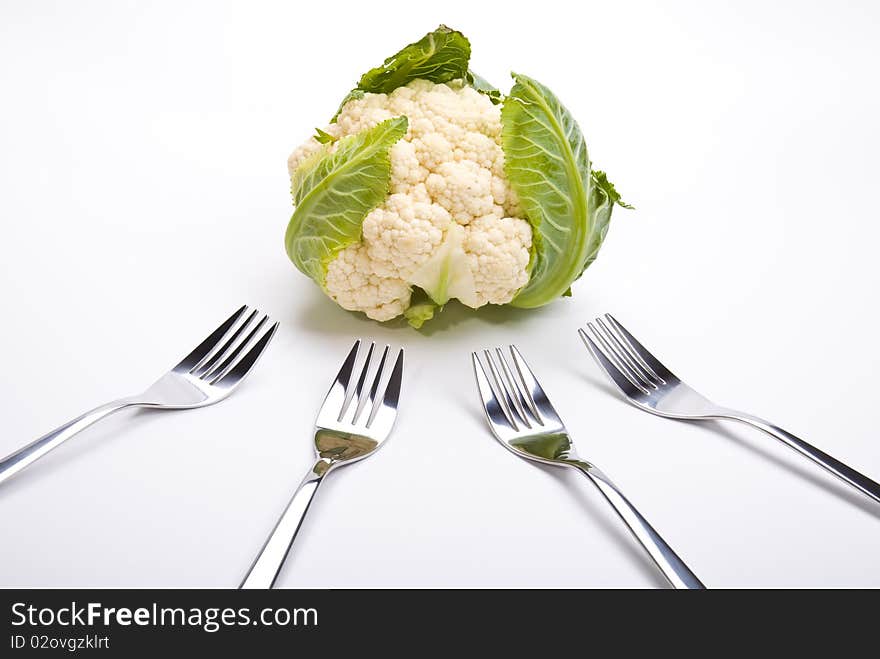 Cauliflower and forks